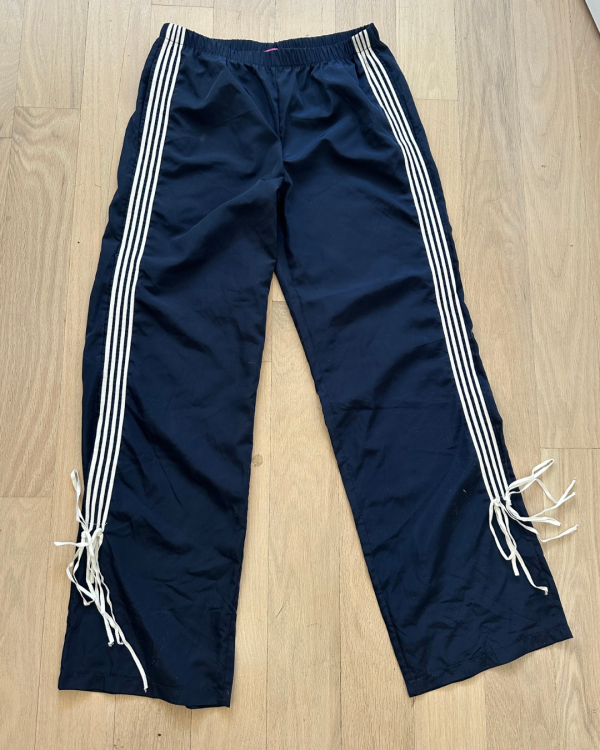 Navy Track Pants with Side Stripes